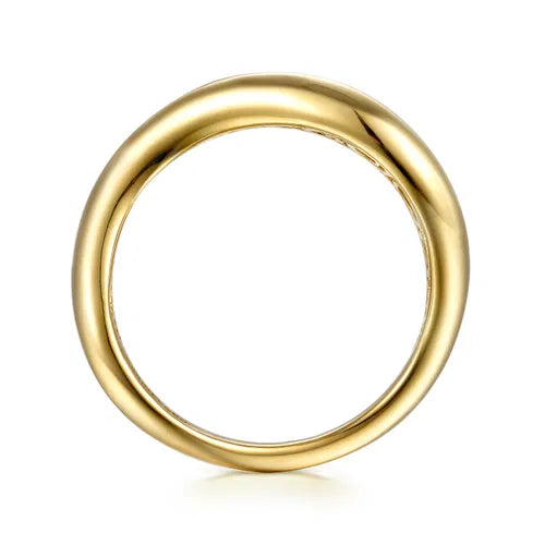 14K Yellow Plain Gold Wave Stackable Ring