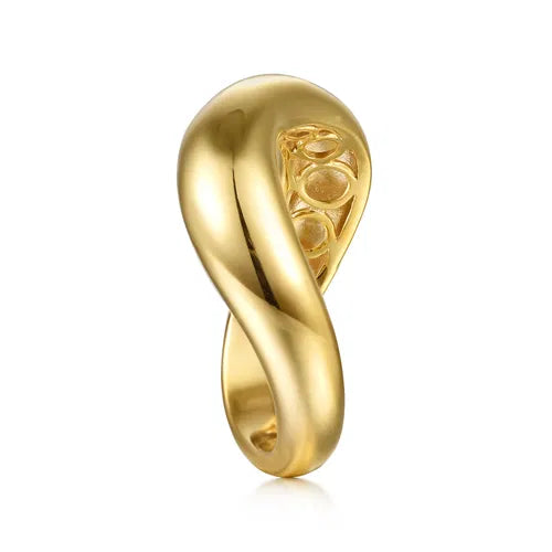 14K Yellow Plain Gold Wave Stackable Ring