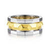 14K Yellow-White Gold Wide Faceted Ring in High Polished Finish