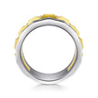 14K Yellow-White Gold Wide Faceted Ring in High Polished Finish