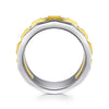 14K Yellow-White Gold Wide Faceted Ring in High Polished Finish