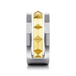 14K Yellow-White Gold Wide Faceted Ring in High Polished Finish