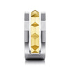 14K Yellow-White Gold Wide Faceted Ring in High Polished Finish