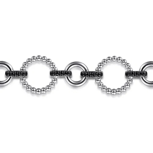 Sterling Silver Black Spinel Bujukan Link Tennis Bracelet