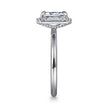 Art Deco 14K White Gold Halo Emerald Cut Diamond Engagement Ring