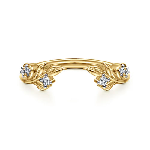 Gabriel & Co. Floral Diamond Open Design Wedding Band in 14K Yellow Gold
