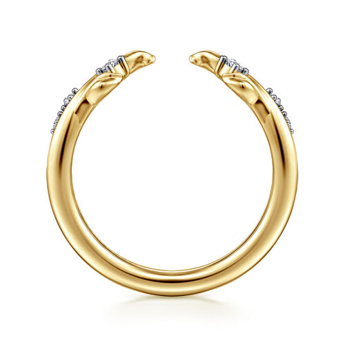 Gabriel & Co. Floral Diamond Open Design Wedding Band in 14K Yellow Gold
