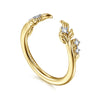 Gabriel & Co. Floral Diamond Open Design Wedding Band in 14K Yellow Gold