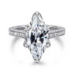 Vintage Inspired 14K White Gold Marquise Shape Solitaire Diamond Engagement Ring