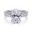 Vintage Inspired 14K White Gold Oval Solitaire Diamond Engagement Ring