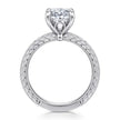 Vintage Inspired 14K White Gold Oval Solitaire Diamond Engagement Ring