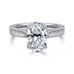 Vintage Inspired 14K White Gold Oval Solitaire Engagement Ring