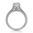 Vintage Inspired 14K White Gold Oval Solitaire Engagement Ring