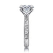 Vintage Inspired 14K White Gold Oval Three Stone Diamond Engagement Ring