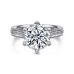 Vintage Inspired 14K White Gold Round Solitaire Diamond Engagement Ring