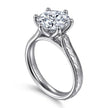 Vintage Inspired 14K White Gold Round Solitaire Diamond Engagement Ring