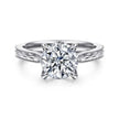Vintage Inspired 14K White Gold Round Solitaire Diamond Engagement Ring