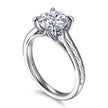 Vintage Inspired 14K White Gold Round Solitaire Diamond Engagement Ring