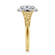 Vintage Inspired 14K White-Yellow Gold Oval Solitaire Diamond Engagement Ring
