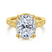 Vintage Inspired 14K Yellow Gold Elongated Cushion Solitaire Diamond Engagement Ring
