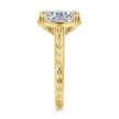 Vintage Inspired 14K Yellow Gold Elongated Cushion Solitaire Diamond Engagement Ring