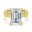 Vintage Inspired 14K Yellow Gold Emerald Cut Diamond Engagement Ring