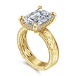 Vintage Inspired 14K Yellow Gold Emerald Cut Diamond Engagement Ring