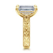 Vintage Inspired 14K Yellow Gold Emerald Cut Diamond Engagement Ring