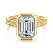 Vintage Inspired 14K Yellow Gold Emerald Cut Solitaire Diamond Engagement Ring
