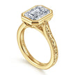 Vintage Inspired 14K Yellow Gold Emerald Cut Solitaire Diamond Engagement Ring