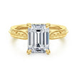 Vintage Inspired 14K Yellow Gold Emerald Cut Solitaire Diamond Engagement Ring