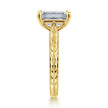 Vintage Inspired 14K Yellow Gold Emerald Cut Solitaire Diamond Engagement Ring