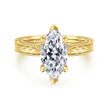 Vintage Inspired 14K Yellow Gold Marquise Shape Solitaire Diamond Engagement Ring