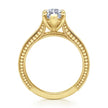Vintage Inspired 14K Yellow Gold Marquise Shape Solitaire Diamond Engagement Ring