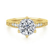 Vintage Inspired 14K Yellow Gold Round Diamond Engagement Ring