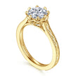 Vintage Inspired 14K Yellow Gold Round Diamond Engagement Ring