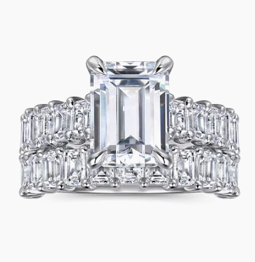 Awesome Natural Diamond 4.71ctw Emerald Cut Diamond Engagement Ring in 18K Gold