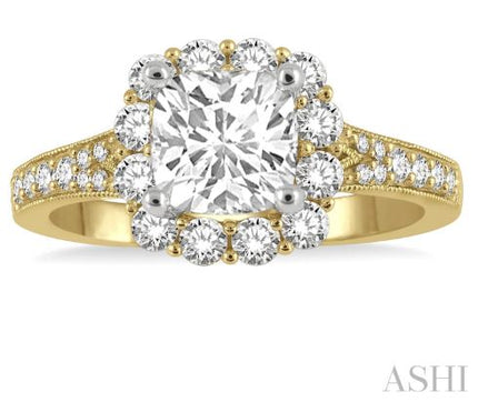 Glamorous Cushion Shape Diamond Engagement Ring in 14K Yellow Gold | Gemmas Jewelers