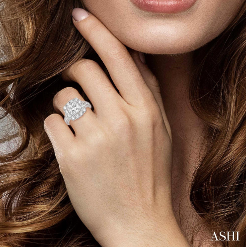 Glamorous 4 Carat Princess Cut Halo Diamond Engagement Ring in 14K Gold | Gemma's Jewelers