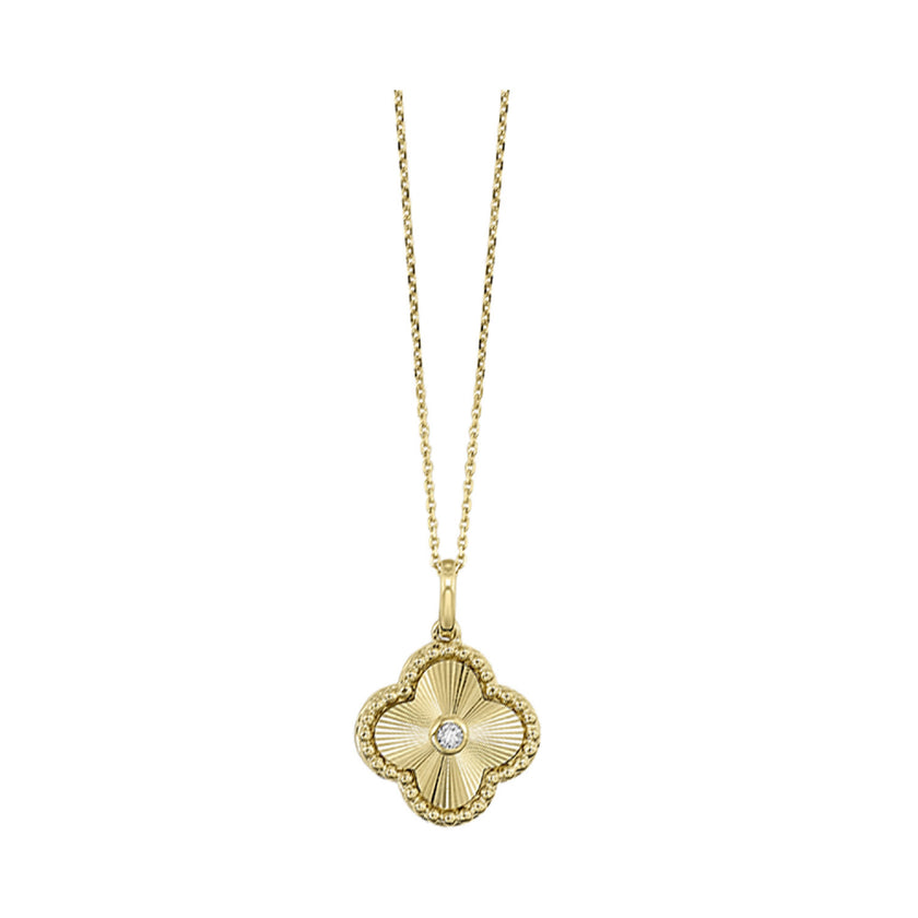 Glamorous Clover Design Diamond Necklace in 10K Gold | Gemmas Jewelers