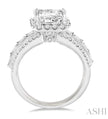 Glamorous Princess Cut Diamond Halo Engagement Ring in 14K White Gold | Gemmas Jewelers