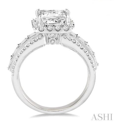 Glamorous Princess Cut Diamond Halo Engagement Ring in 14K White Gold | Gemmas Jewelers