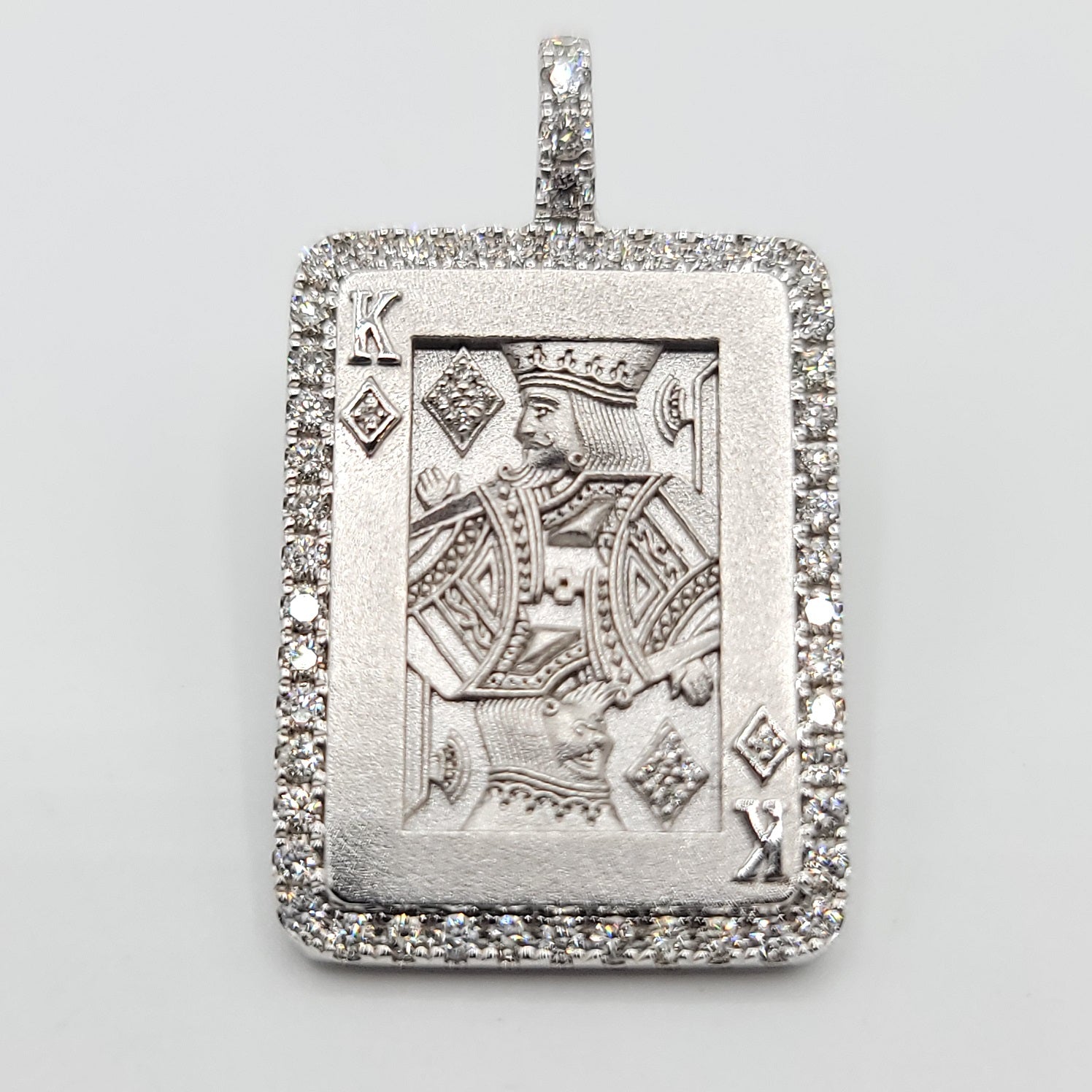 Gleaming King of Diamonds Player's Card Pendant in 14K Gold with Diamonds | Gemma's Jewelers