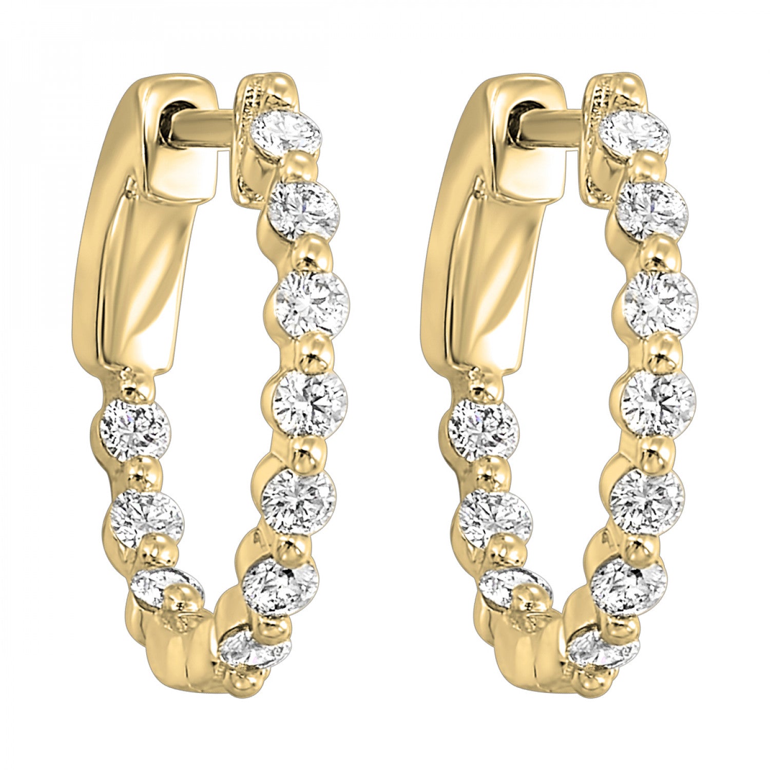 Gleaming Shared Prong Set Diamond Hoop Earrings 14K | Gemmas Jewelers 2