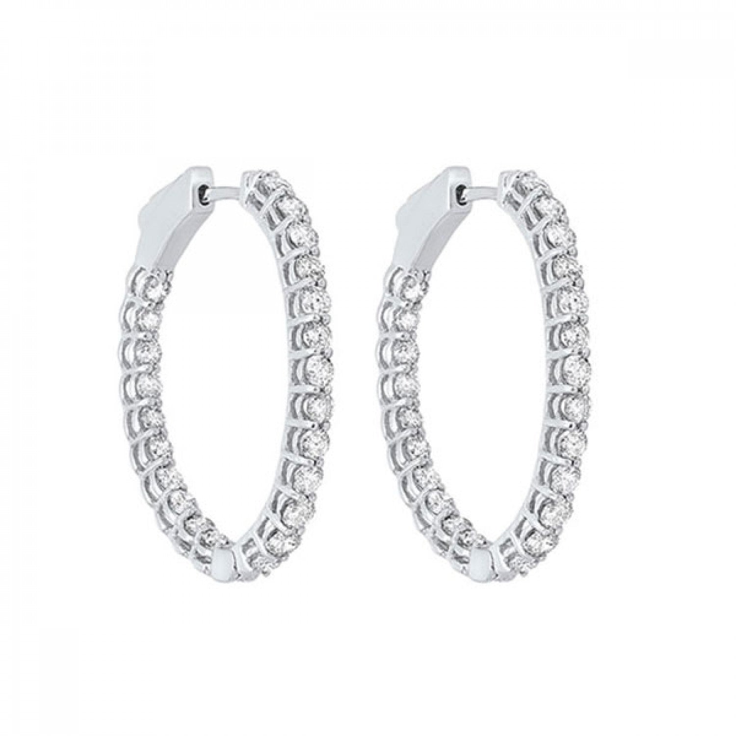  Gorgeous Diamond Eternity Hoop Earrings in 14K White Gold Gemmas Jewelers