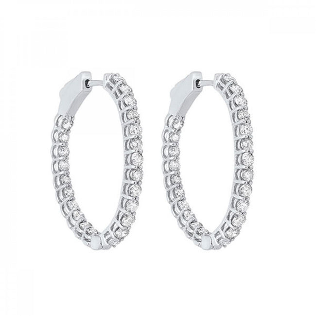  Gorgeous Diamond Eternity Hoop Earrings in 14K White Gold Gemmas Jewelers