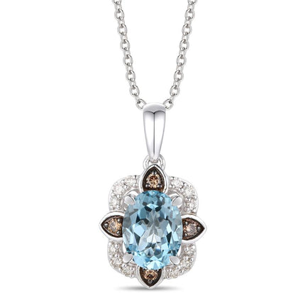 Gorgeous LeVian Aquamarine Chocolate & Nude Diamond Pendant in 14K Vanilla Gold | Gemmas Jewelers