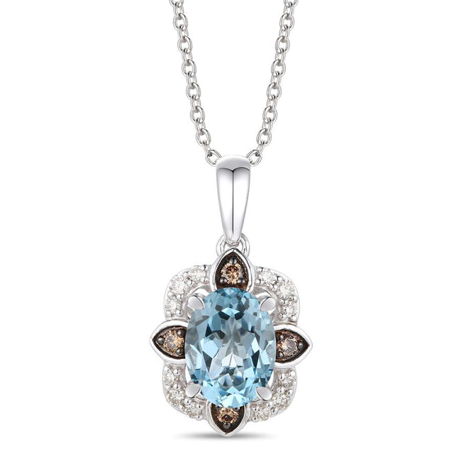 Gorgeous LeVian Aquamarine Chocolate & Nude Diamond Pendant in 14K Vanilla Gold | Gemmas Jewelers