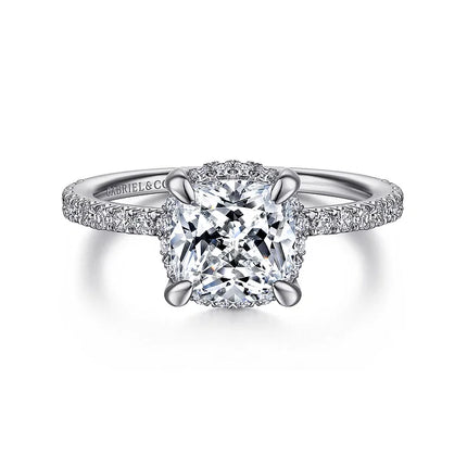 2.34 Carat Cushion Cut Engagement Ring Hidden Halo 