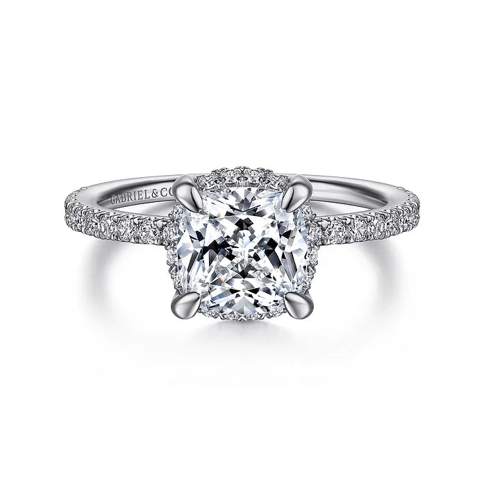 2.34 Carat Cushion Cut Engagement Ring Hidden Halo 